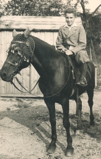 Future husband František on horseback near Albertov (1932)