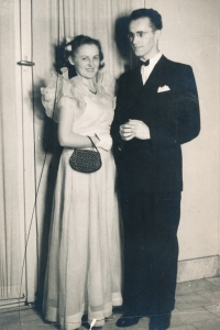 Future wife and husband Vencovský at a ball (1949)