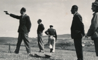 Husband František at the training of bank officials in shooting (1958)