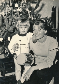Hana Palcová with her son Lukáš in Soběslav, 1973