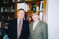 Head of Soviet counter-intelligence services Oleg Kalugin with Hana Palcová, 1997