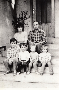 The Mlynář Family - Alena Mlynářová, b. Kynclová, and Josef Mlynář; children - from left Josef, Jiří, Tomáš, Alena