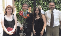 Graduation of his son Martin, on the left is his first wife Alice, on the right is his daughter Aneta 