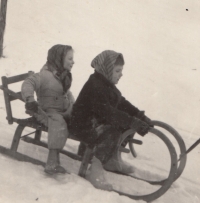 With his brother Pavel on a sledge, 1962 