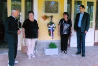 Re-unveiling of the memorial plaque of Václav Hejduk with the Union of Freedom Fighters, witness is second from the right, Zbiroh

