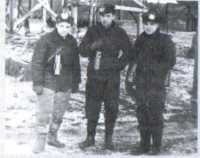 Зліва: І Олещук, О. Олексюк, А Солонинко; Воркута, 1956 рік
