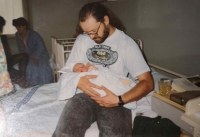 Lumír Aschenbrenner with his daughter in the maternity hospital in 1993