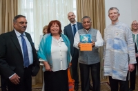 At the christening of the book “Indian fables through the eyes of slovak children” with ambassador ParamJitMan (on the right) at his residence (2016).
