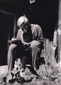 Alexandr Neumann at a cottage, he doesn't know he'd become a journalist yet. 1970's