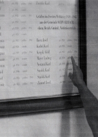 Pamětní deska obětí druhé světové války v kostele v rakouském Brandu, kde jsou jména popravených v Tušti , je zde i jméno Adolfa Kropíka, který padl v řadách wehrmachtu v Rusku