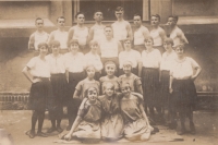 Sokol sports club. Bedřich Pultar, witness' father, third from left, back row