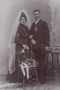 Liselotte's grandparents, Josef and Kateřina Luňáček, on their wedding day. 1905