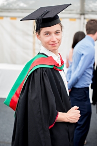 Daughter Betty, which Markéta Trojanová was carrying to term during the crackdown on the Národní třída, graduation in Wales, 17. 7. 2018 