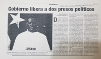 Newspaper article regarding his release thanks to the interventions of Amnesty International