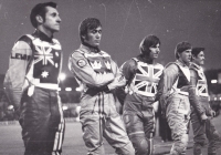 Nástup ve světovém finále v Göteborgu, 1971, zleva: J. Airey (AUS), A. Michanek, Ray Wilson (GB), Jiří Štancl, Nigel Boocock (GB)