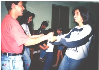 Elena Cinová with her husband in the camp, where were as lectors in 1993