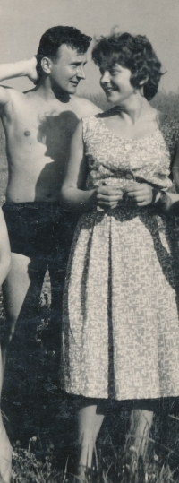 S manželkou Janou Pustinovou, svatba, 1961