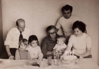 Miček with his wife, children and parents, late 1970s