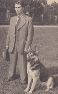 Vladimir Bohata and his dog Asant, 1953