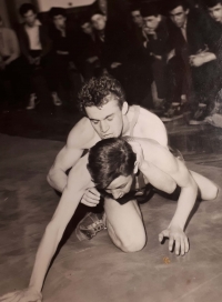 Miček is wrestling for TJ Iskra Svit, year 1961