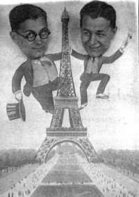 Čestmír (with glasses) and Lubomír in Paris, 1930