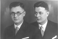 Čestmír (with glasses) and Lubomír Šlapeta, 1934