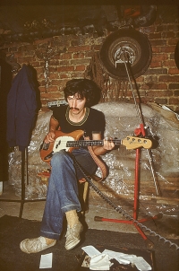 Ivo at the creation of the first recording of the Garáž band in his own garage, Klukovice, the early 80s 