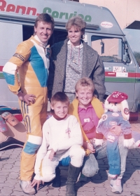 S rodinou v Německu, jeden z posledních závodů, 1987
