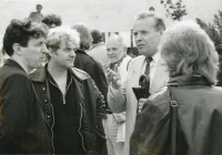 Zleva: Ivo Pospíšil, Richard Zoly a Karel Srp, Praha, první polovina 90. let