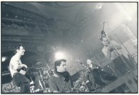 Ivo (on the left) during a concert of Garáž dedicated to Andy Warhol, Lucerna Palace, Prague, the early 1990s