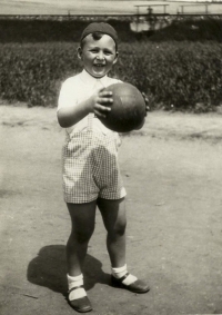 With a ball, Prague, 1940