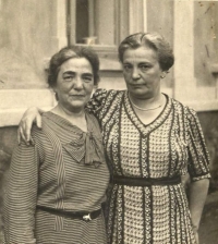On the left Olga Schmolková, Pavel's grandmother from her mother's side, with her sister Selma, around 1938