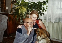 With granddaughter and dog Asta, 2005