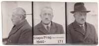 Fotografie otce Václava Grima staršího na gestapu v Praze, 1940