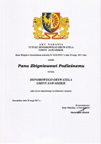 Udelenie čestného občianstva poľského mesta Zawadzkie