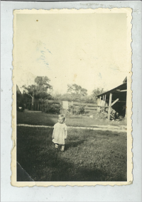 Erika in the yard of her family house in Velký Tábor, 1942