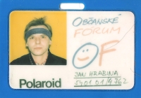 Průkaz Občanského fóra Jana Hrabiny, rok 1990