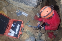 Tomáš Lánczos during sampling in the Cave of Dezider Horváth