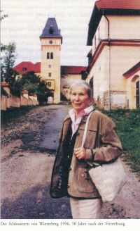 At the castle tower in Vimperk, fifty years after the expulsion, 1996 

