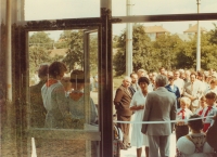 Symbolic presentation of the key to the new nursery school, built during Operation Z, 1983