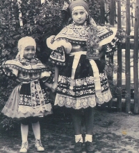 Karla Lierová with her older sister Pavla, 1955