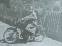 Father's first motorcycle - fifties of the 20th century.
