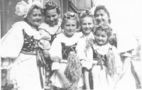 Václava Austová amongst the Sokol members (13 years old)