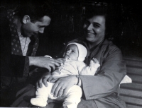 Happy parents Milena Sedláčková and Jaroslav Sedláček with their son in 1964