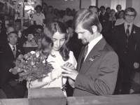Vojtěch Petr at the wedding with his wife