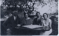 From the left Fedor Soldan, Zdena Soldanová, František Vojáček, Olga Vojáčková. 1930s 