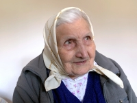 Witness Mária Zaťková during recording her story