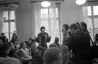 At the Faculty of Journalism of Charles University, November 1989