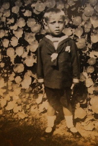 Little Jaroslav Langer in a navy suit, 1929