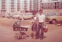 With his wife Eva at the housing estate in Brno Bohunice, the 1980s 